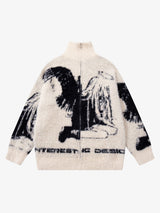 Street Subculture Angel Jacquard Cardigan Sweater