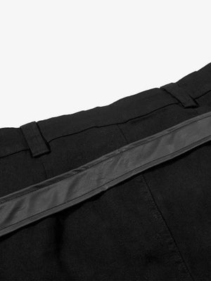 Vintage Heavy Pleated PU Leather Stitch Patchwork Flared Pants - thumbnail 4