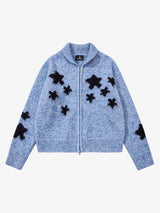 Casual Star Jacquard Double-Zip Cardigan Sweater