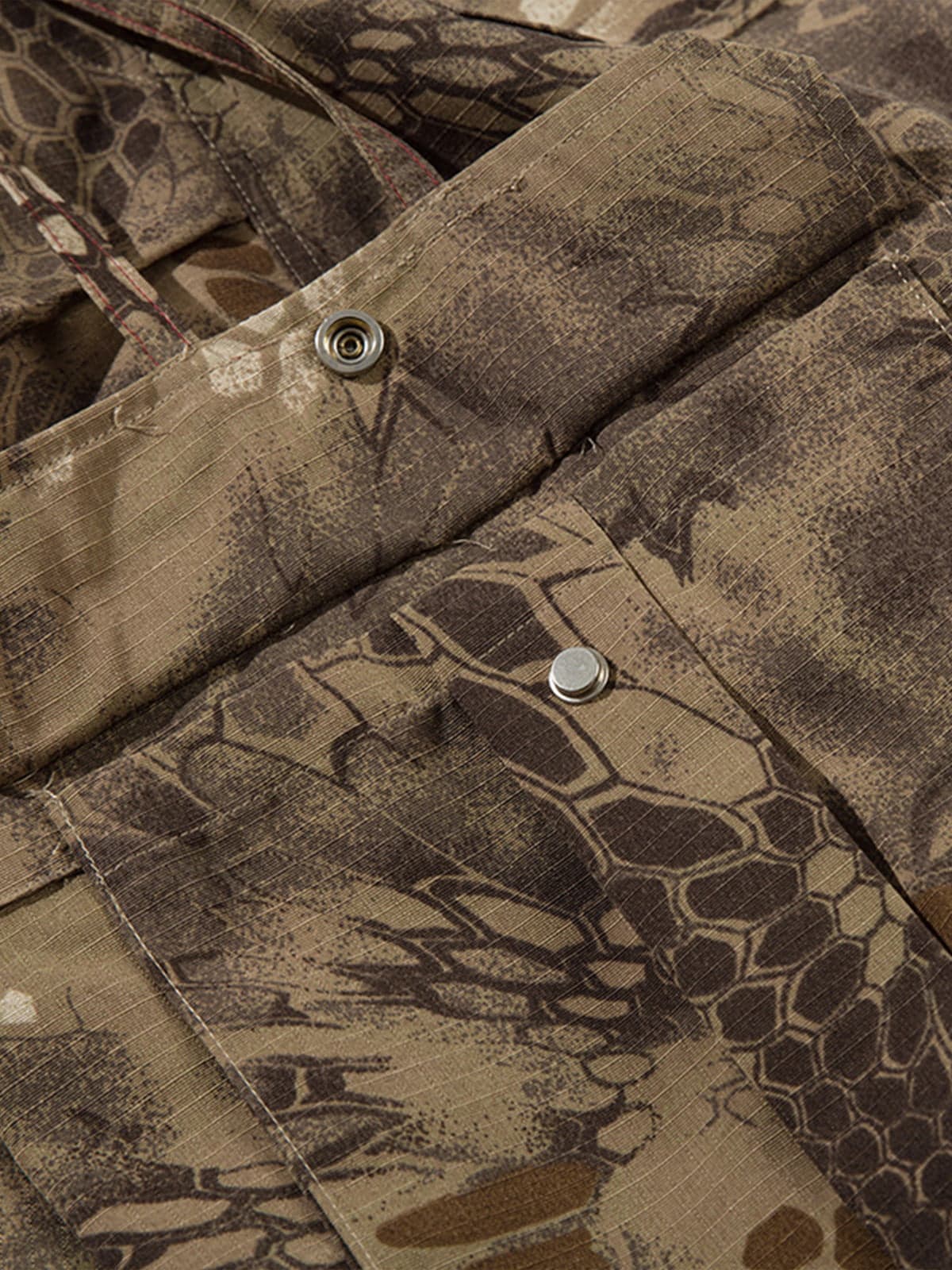 Adjustable Drawstring Python Camouflage Barrel Cargo Pants - image 11