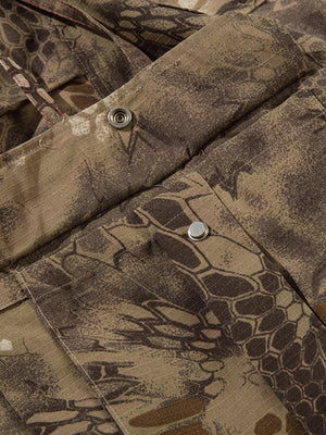 Adjustable Drawstring Python Camouflage Barrel Cargo Pants - thumbnail 11