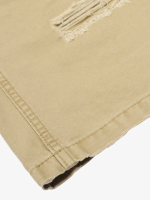 Cotton Hole Patch Pleated Multi-Pocket Cargo Casual Pants - thumbnail 7