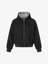 Retro Reversible Fleece Lined Zip-up Hooded Jacket