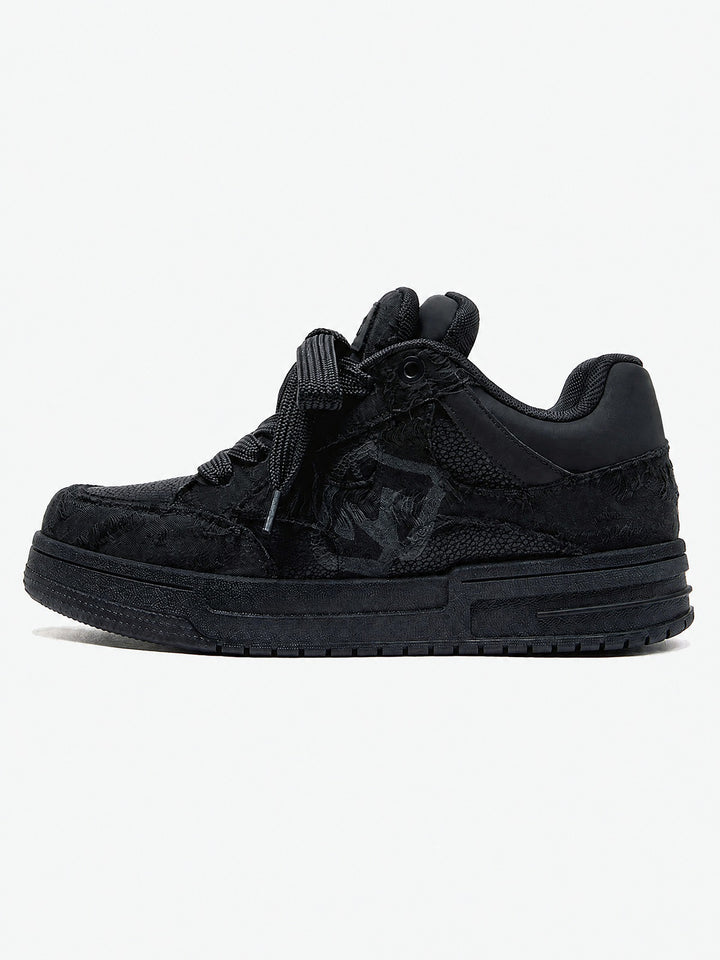 All Black Distressed Skate Shoes