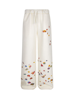 Retro Fun Pattern Washed Straight Pants - thumbnail 1