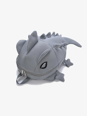 3D Rucksack mit Stacheln und Dino-Schwanz – Grau, Seitenansicht | XoKool