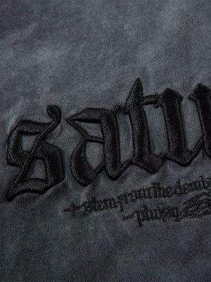 Washed Heavy-duty Letter Embroidered Waistcoat - thumbnail 7