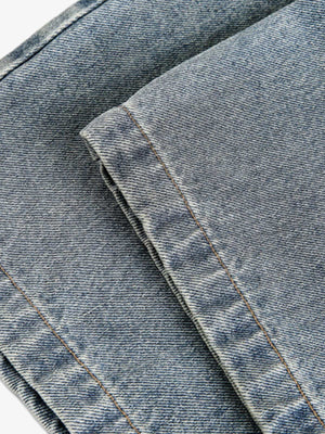 Distressed Rivet-washed Ripped Barrel Jeans - thumbnail 8