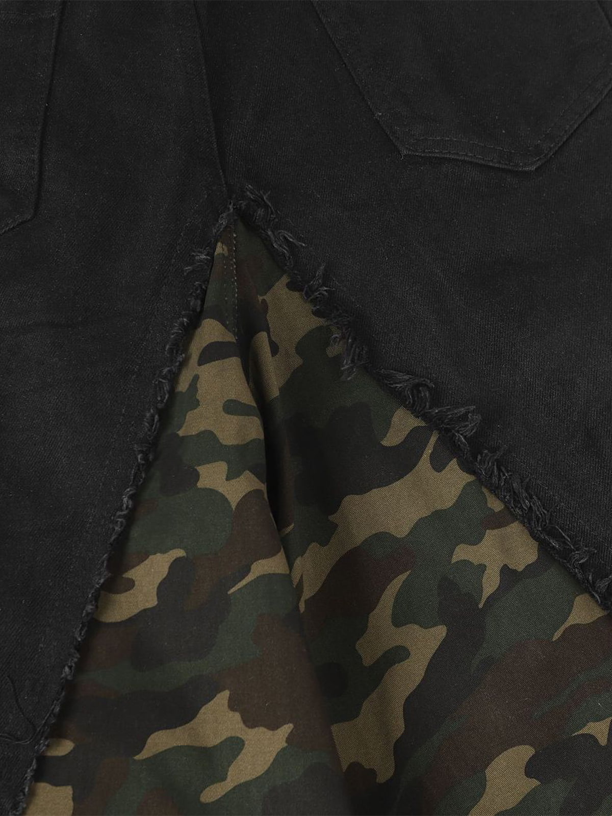 Retro Camouflage Faux Two-Piece Detachable Patchwork Pants - image 13