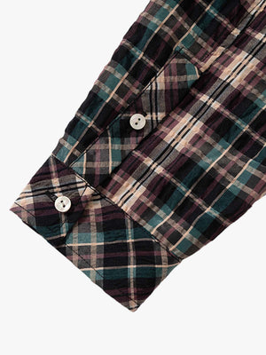 Retro Plaid Patchwork Hooded Work Shirt - thumbnail 6