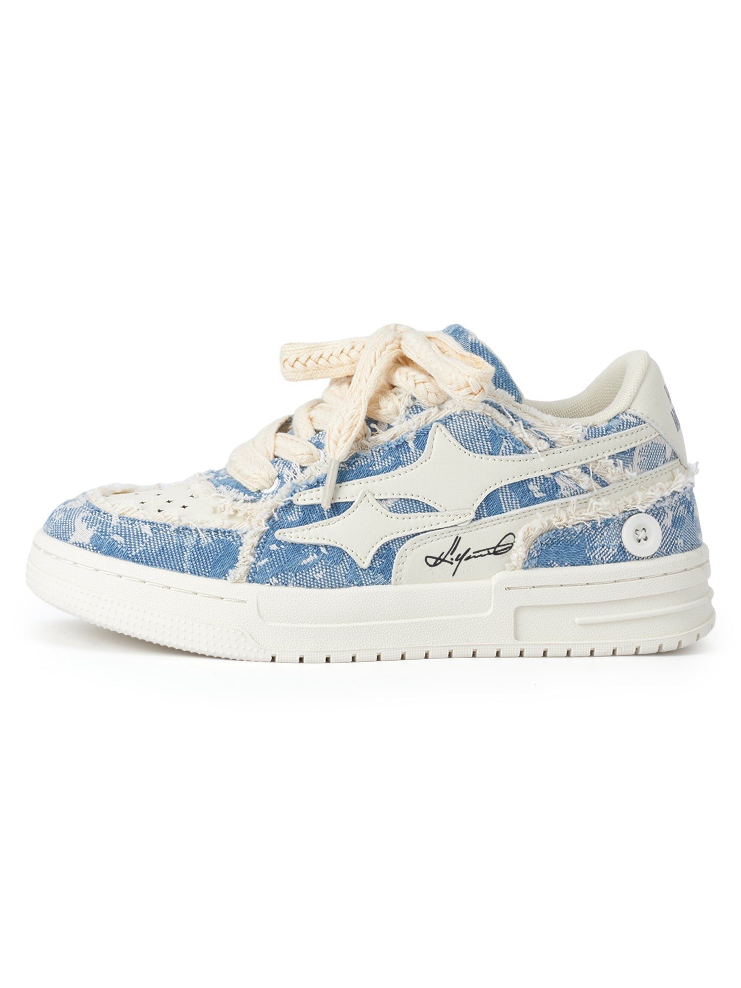 Casual White Board Shoes Leather Chunky Sole Street Style - 11003
