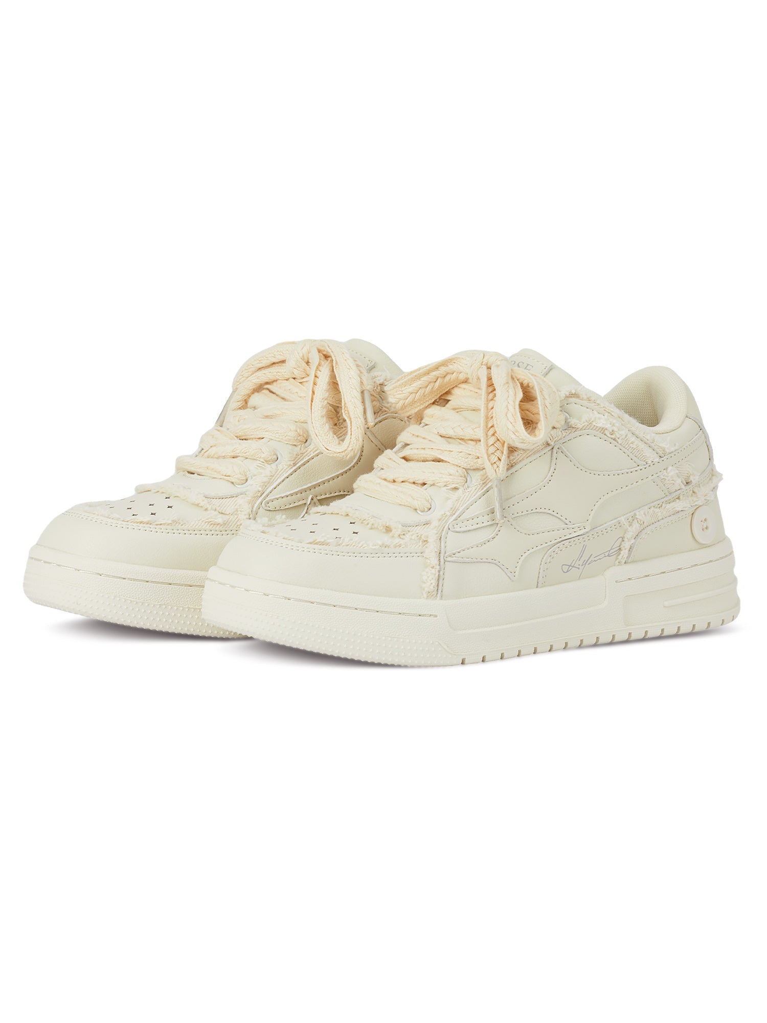 Casual White Board Shoes Leather Chunky Sole Street Style - 11003