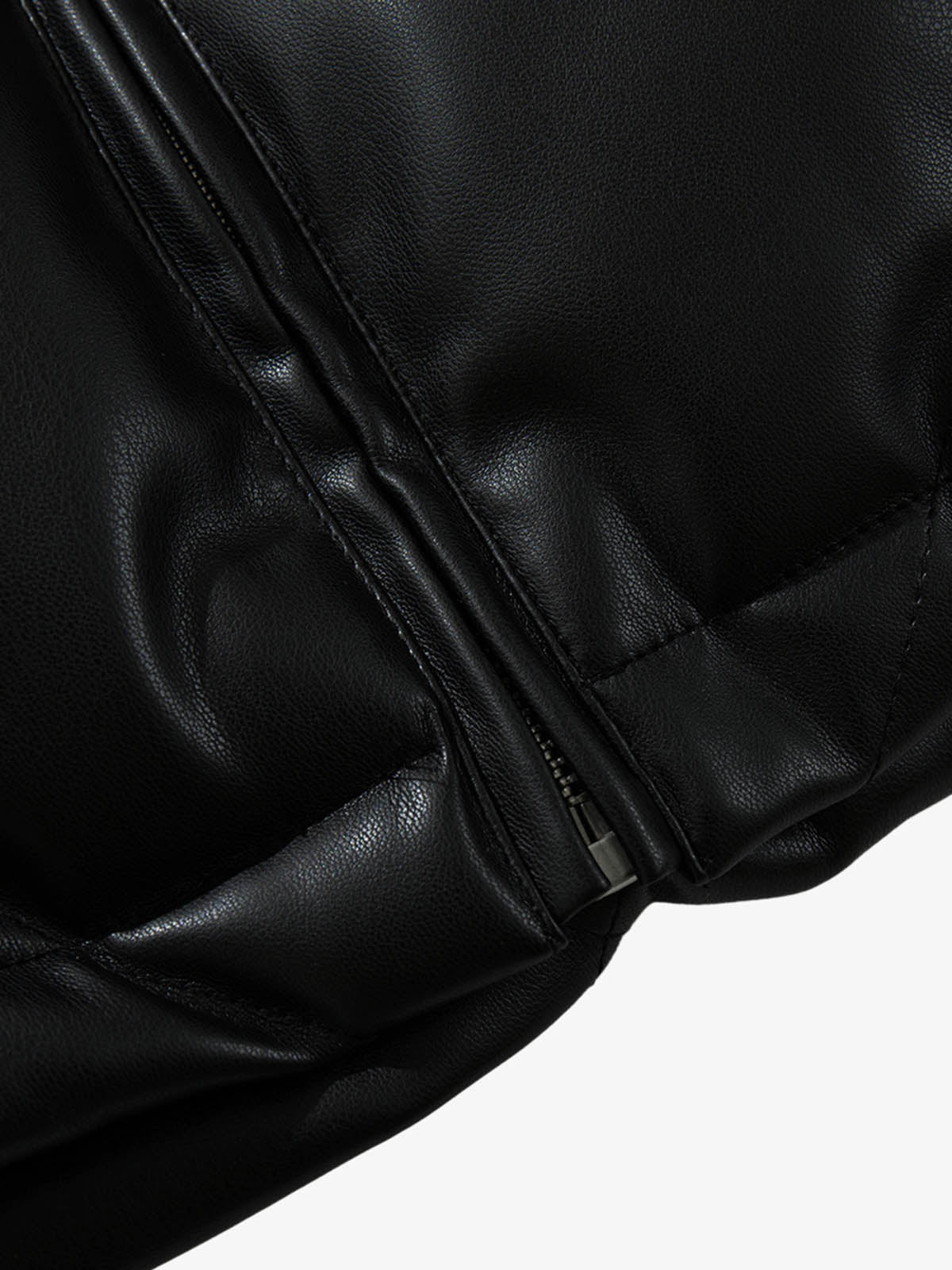 Minimalist Faux Leather Stand Collar Puffer Vest - image 11