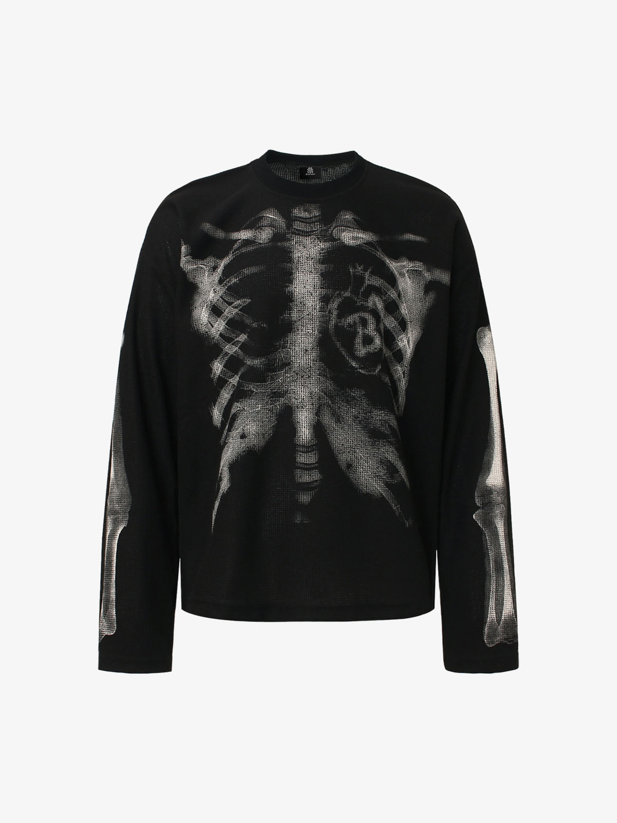 Skeleton Graphic Waffle Sweatshirt – Spooky Halloween Vibes