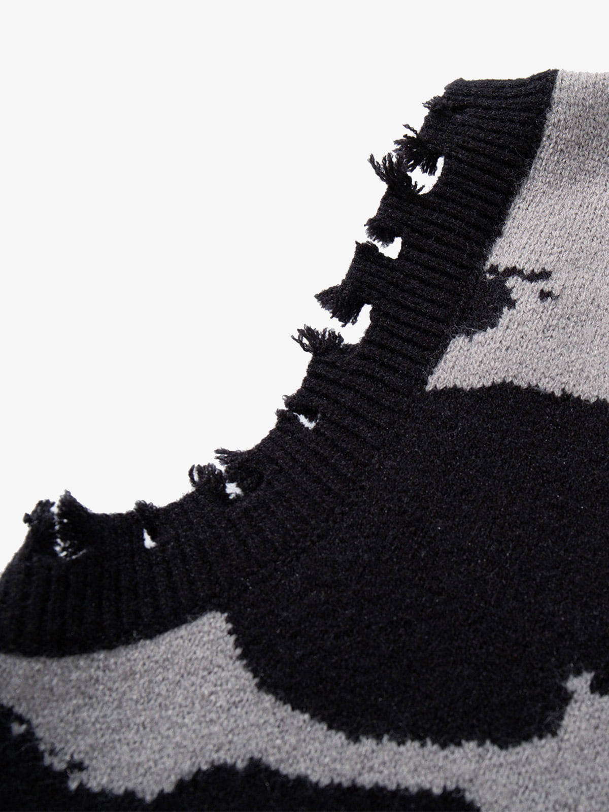 High Street Dark Skull Frayed-edge V-neck Sweater Vest - image 6
