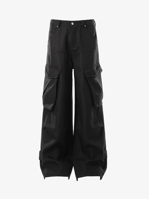 Multi-Pocket Textured Fabric Flared Pants - thumbnail 1