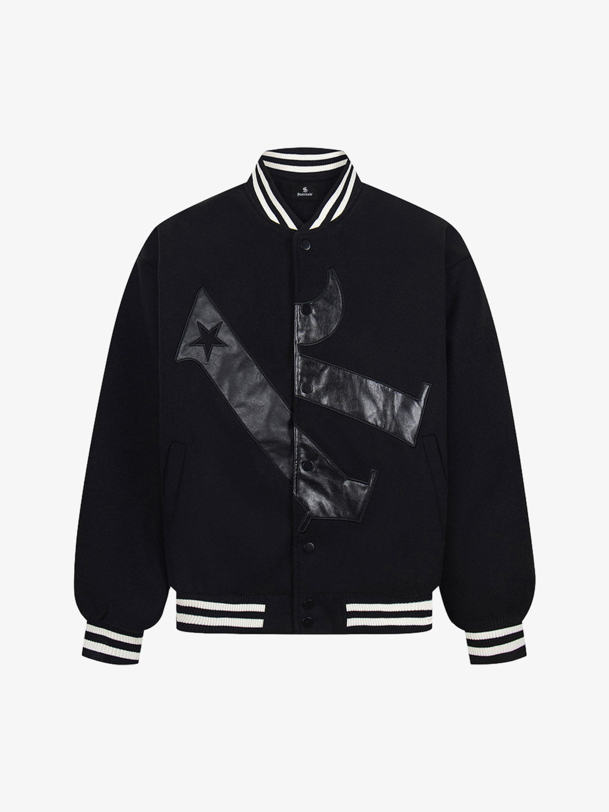 Vintage Patchwork Leather Baseball Jacket