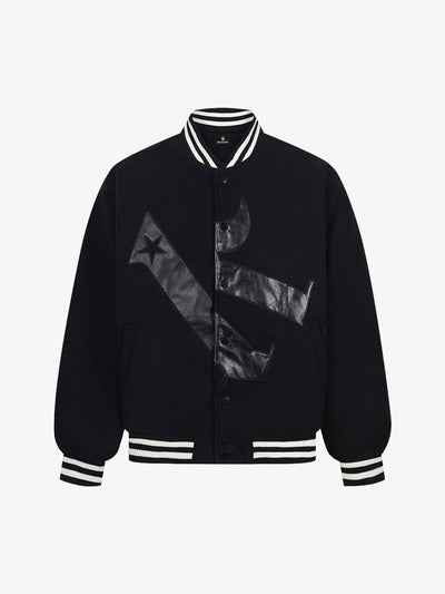 Varsity Letterman Jacket with Star Appliqué