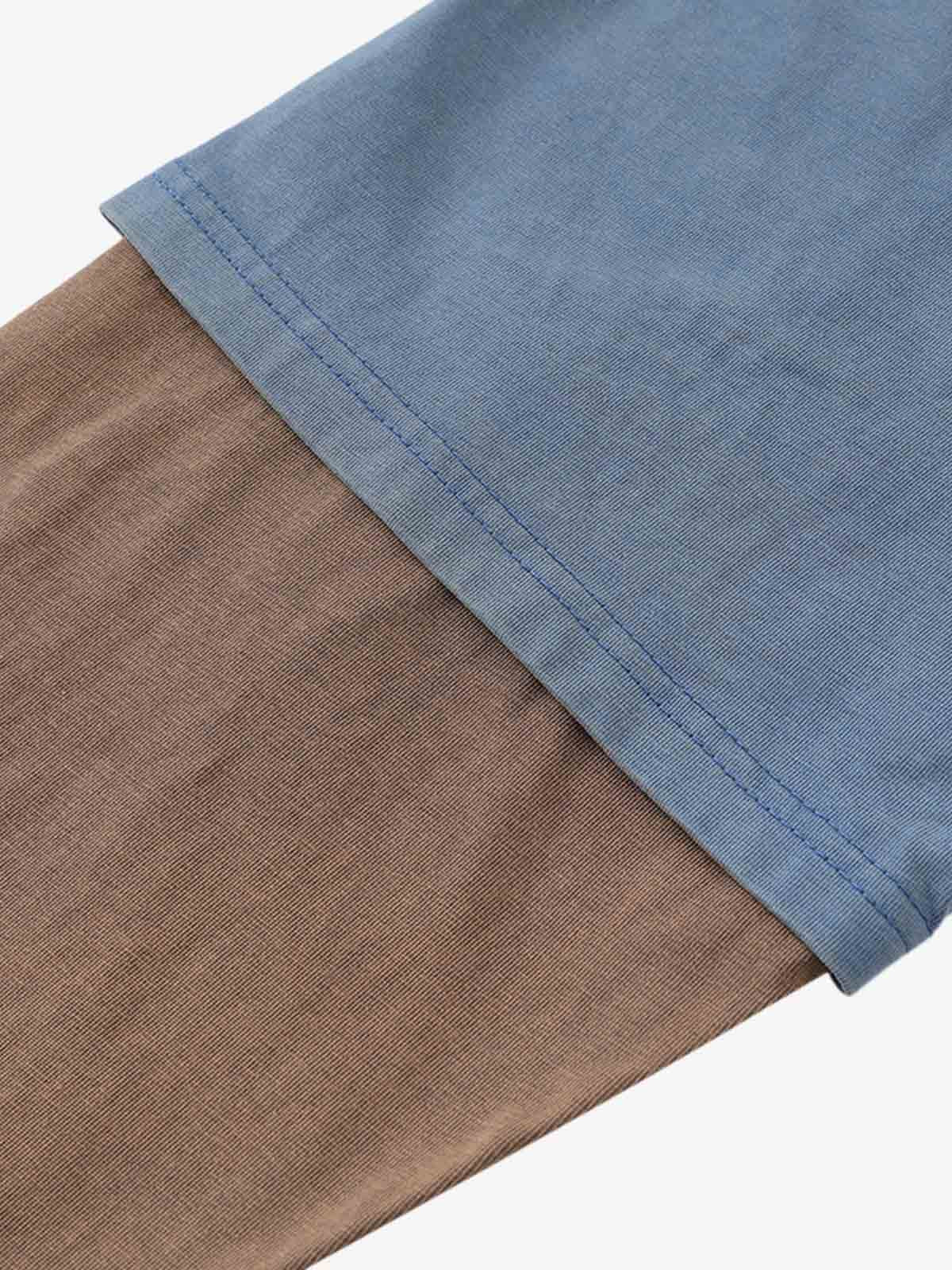 Street Color Matching Faux Two-Piece Printed T-Shirt - image 6