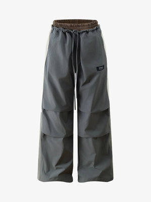 Retro Patchwork Faux Two-Piece Double Waist Casual Pants - thumbnail 1