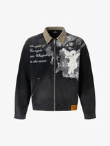 Vintage Lace Patchwork Angel Pattern Denim Jacket