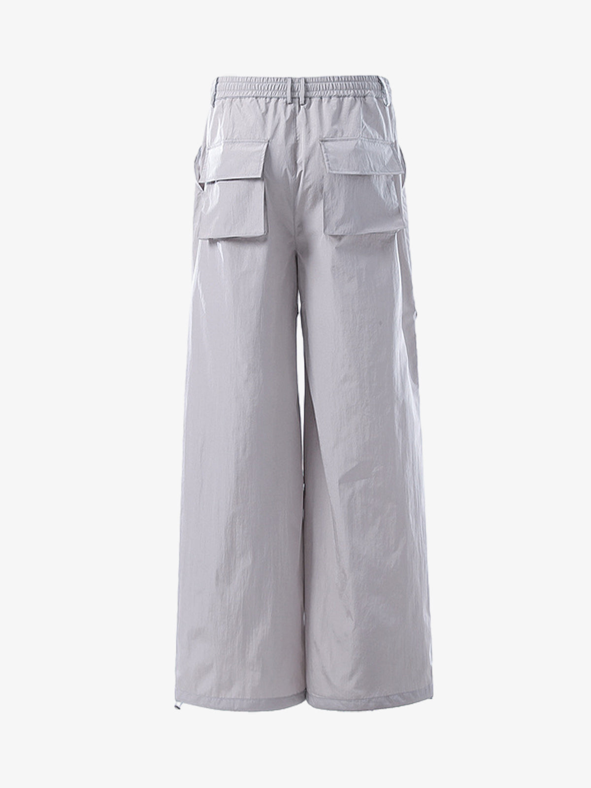 Vintage Drawstring Draped Embroidered Wide Leg Pants - Gray