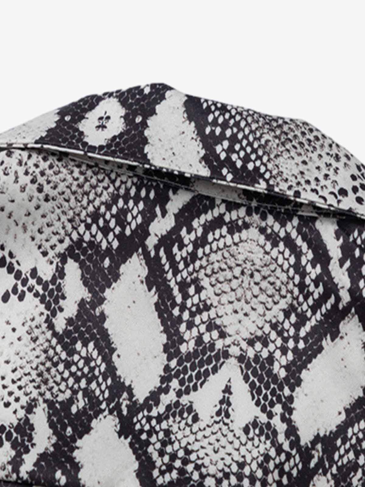Street Snake Print Short-Sleeved Floral Shirt