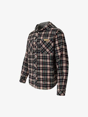 Retro Plaid Patchwork Hooded Work Shirt - thumbnail 3