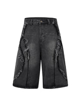 High Street Washed Distressed Denim Shorts Streetwear Style - 10002