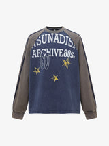 Retro Distressed Motorcycle Colorblock Sweatshirt