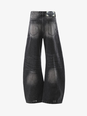 Vintage Washed Distressed Whisker Barrel Jeans - thumbnail 4