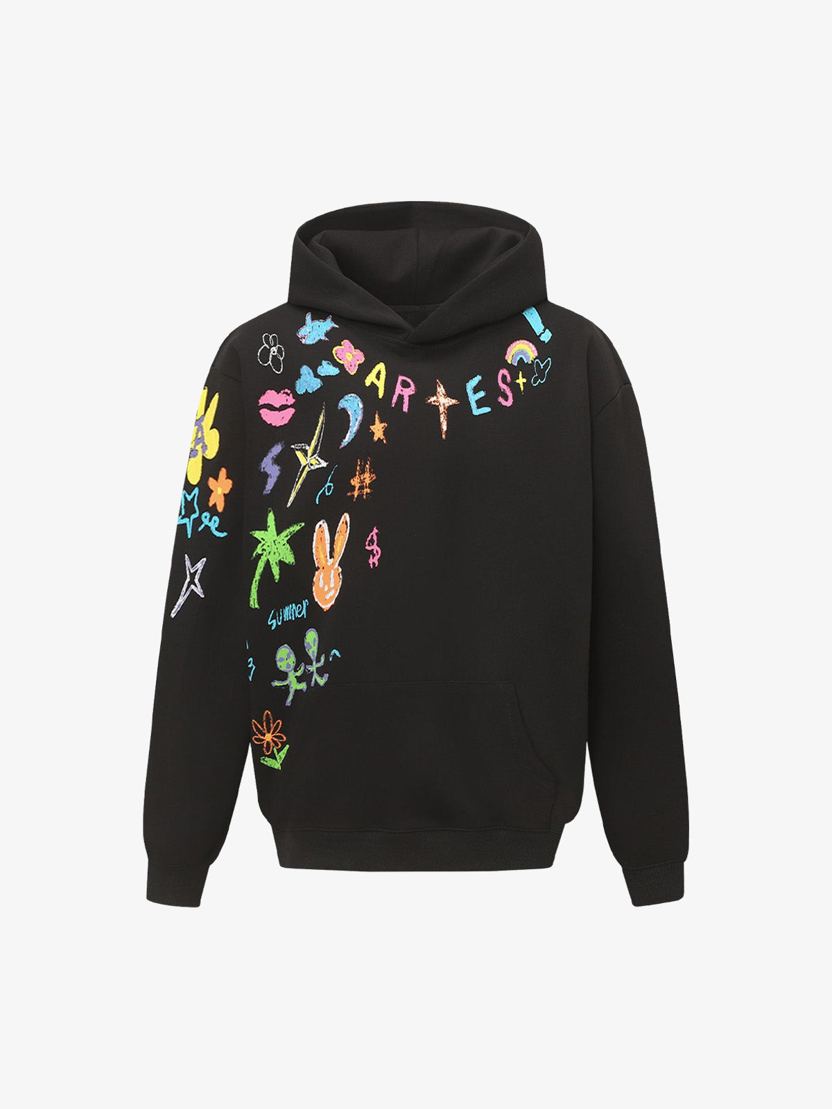 Street Colorful Graffiti Letters Printed Casual Hoodie