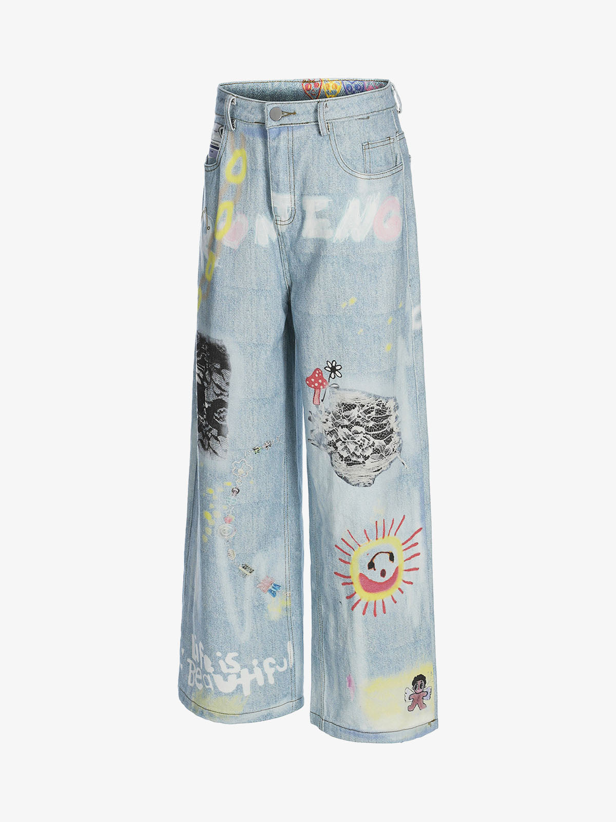 Retro Spray Graffiti Fun Straight Jeans