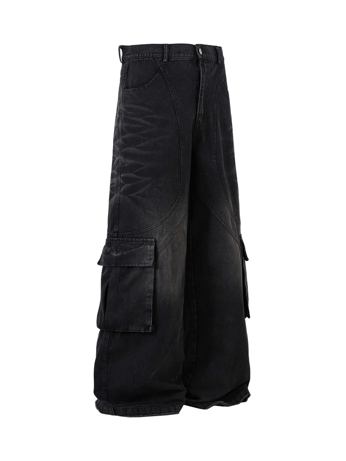 Washed Distressed Multi Pocket Cargo Jeans Street Style - 9010