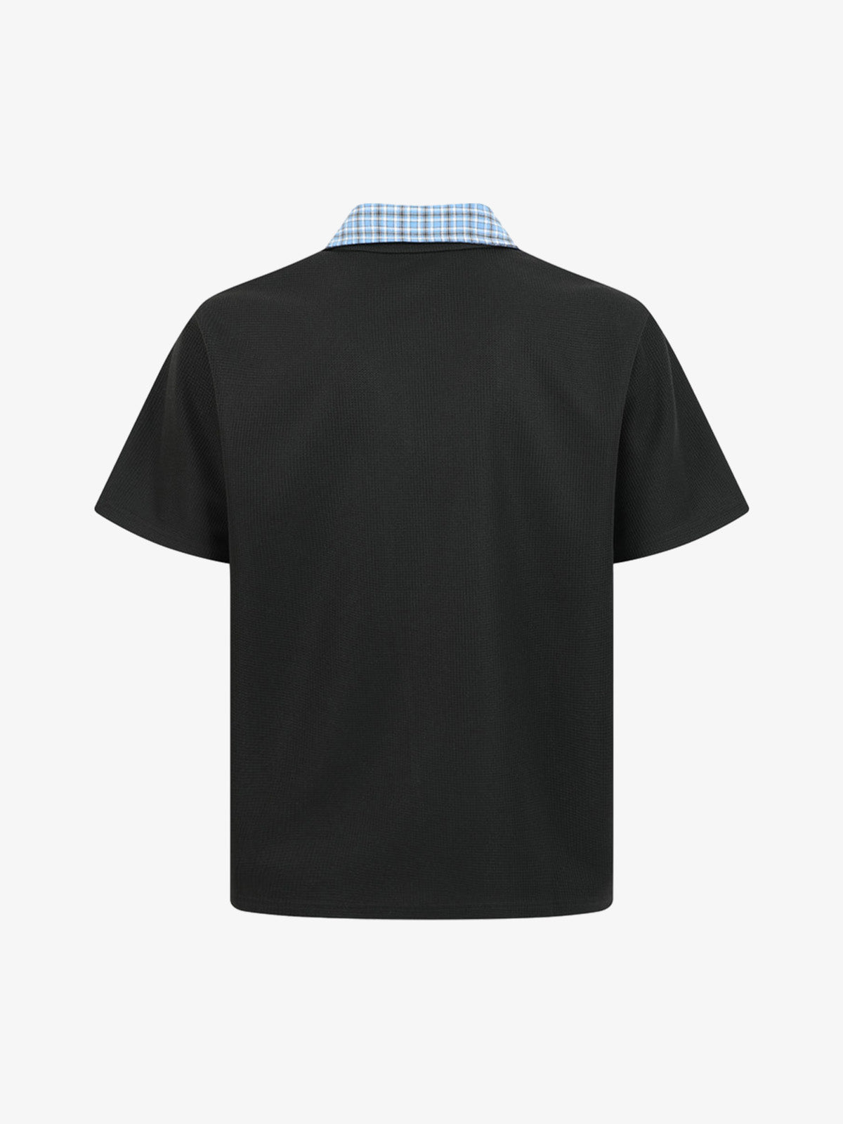 Retro Pearl Letter Plaid Collar Polo Shirt - image 3