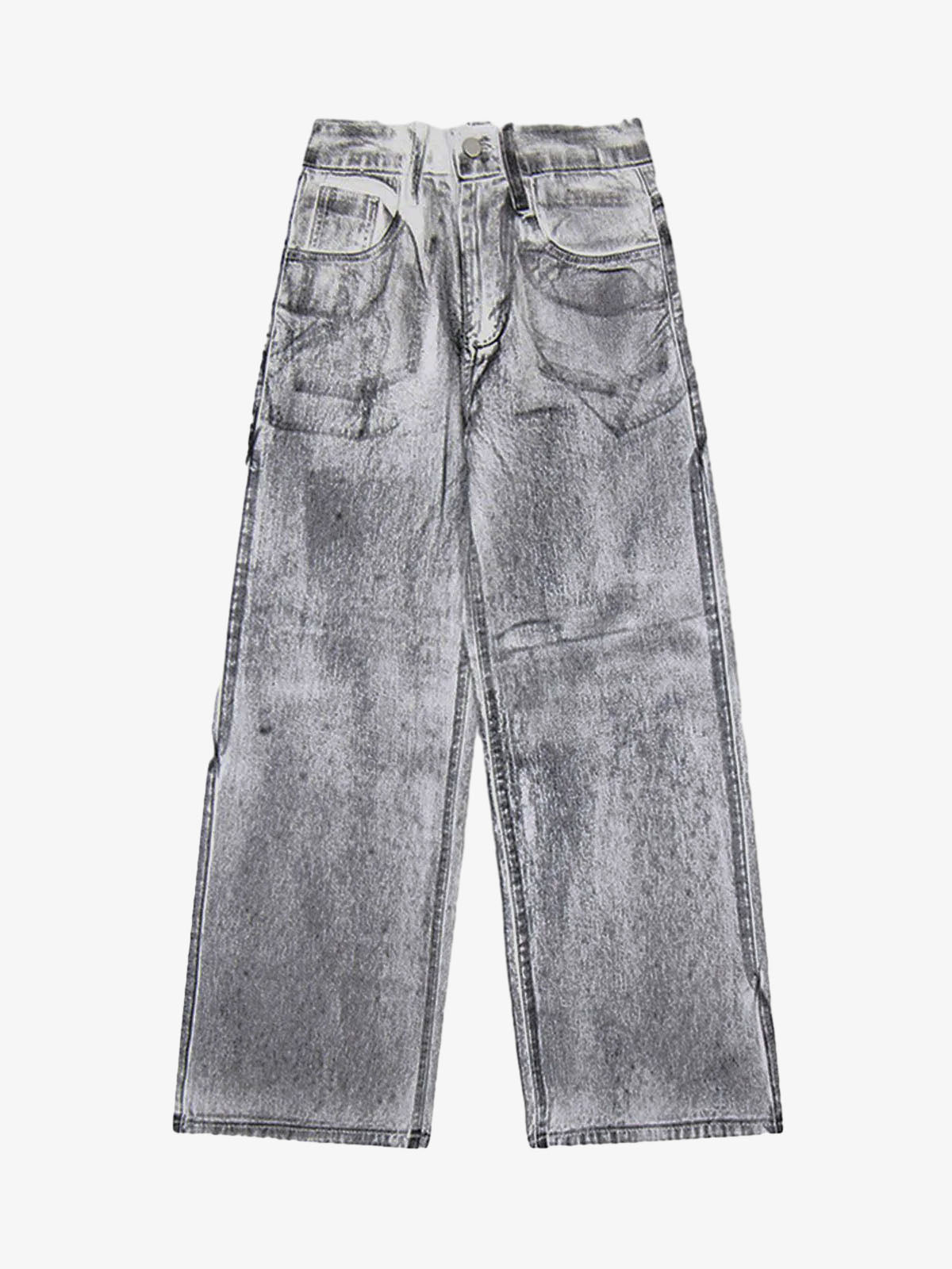 Wasteland Style Niche Design Dirty White Loose Jeans