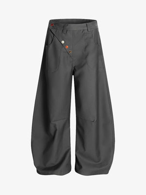 Adjustable Side Buttons Barrel Pants - thumbnail 1