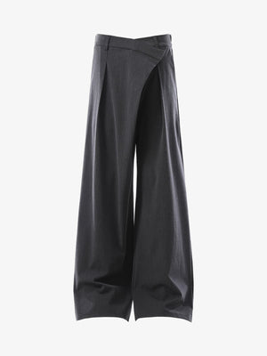 Retro Asymmetric Waist Loose Wide-Leg Trousers - thumbnail 1