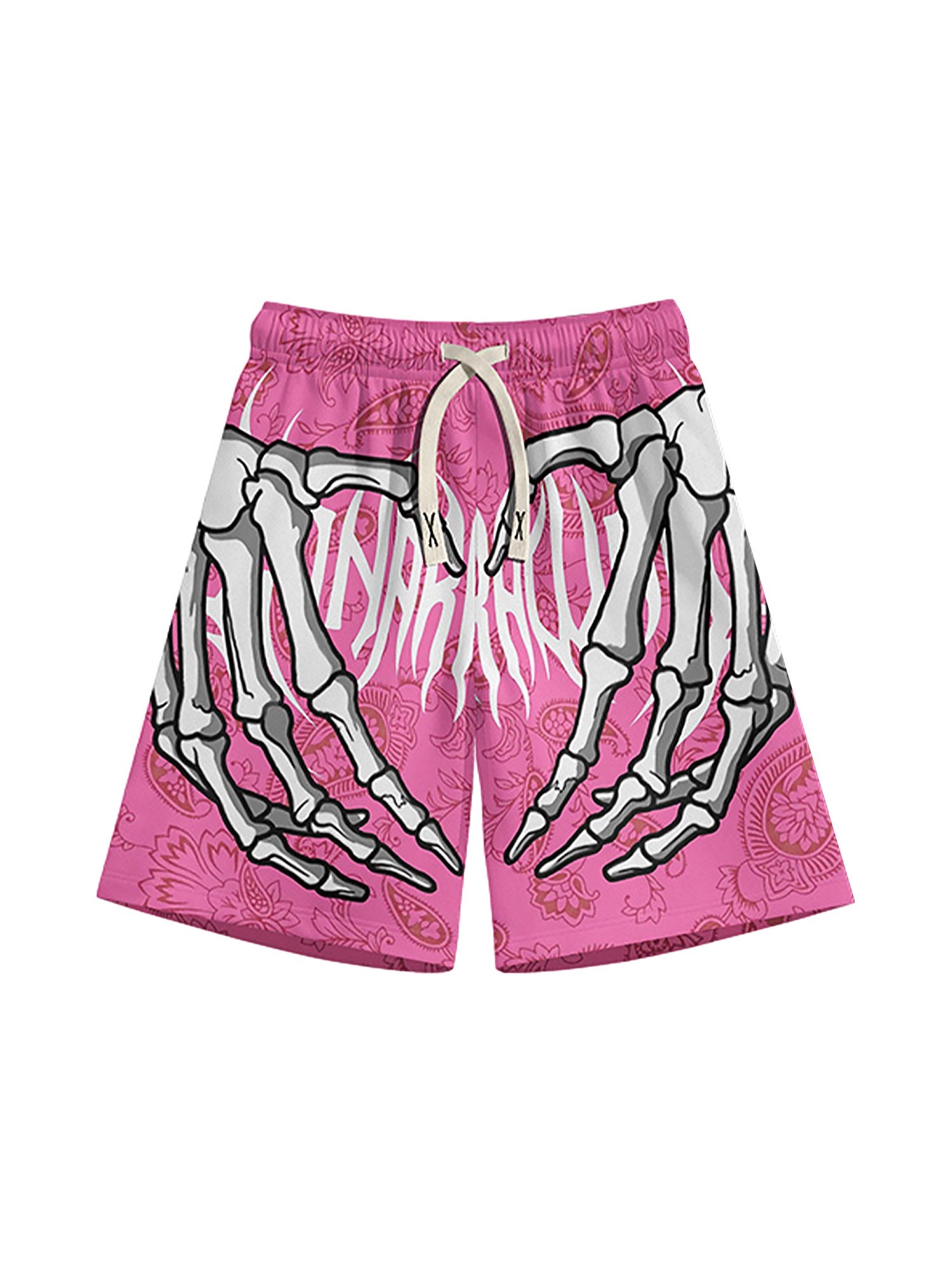Skull Hand Print Hip Hop Shorts Quick Dry Summer Style - 10804