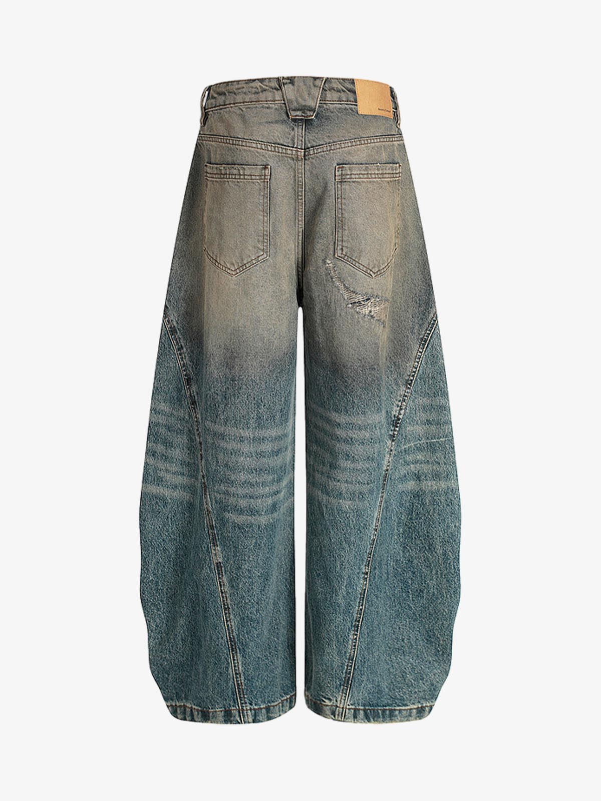 Vintage Mud-Dyed Distressed Barrel Jeans