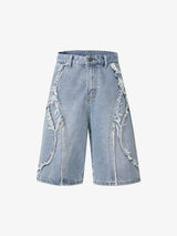 High Street Washed Distressed Denim Shorts