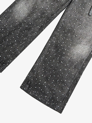 Denim Distressed Belt Diamond Decorated Jeans - thumbnail 9