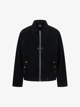 Suede Lapel Deconstructed Patchwork Jacket