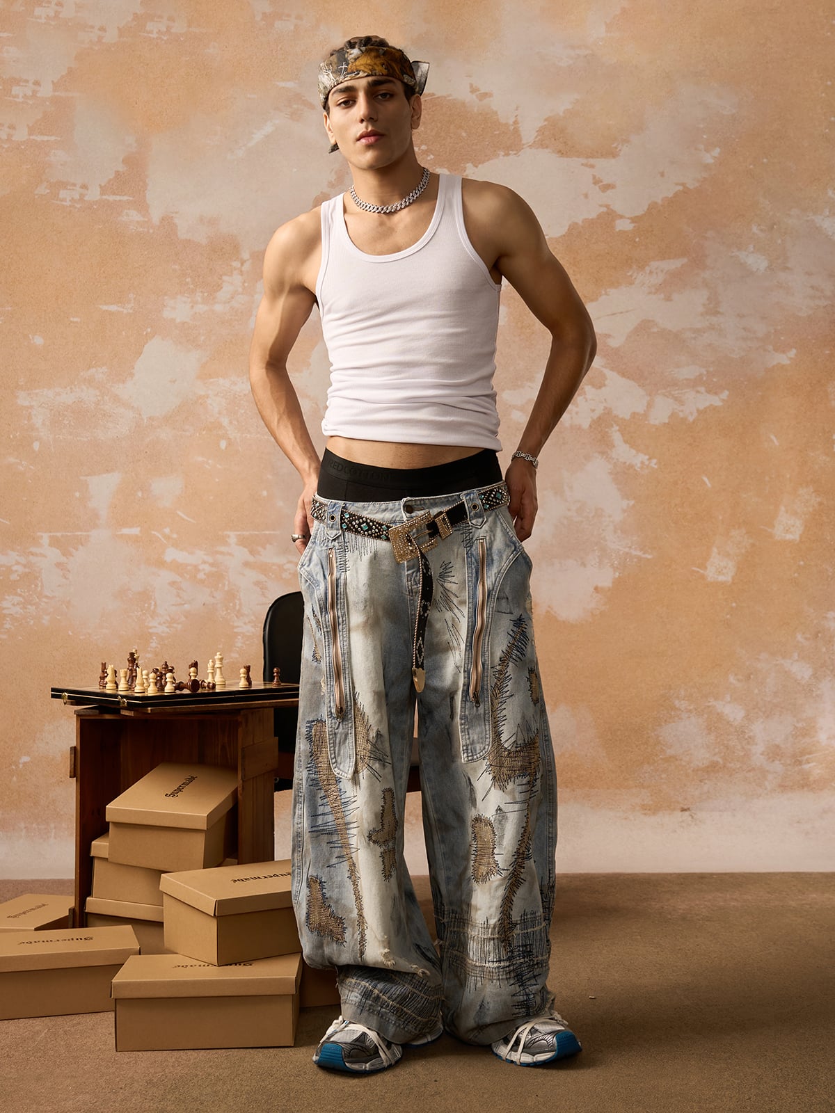Zip Barrel Jeans – On model, full front hands on hips | XoKool