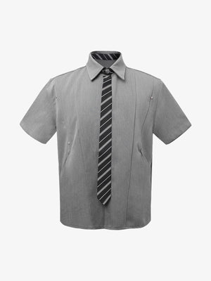 Deconstructed Patchwork Tie Short-Sleeved Shirt - thumbnail 3