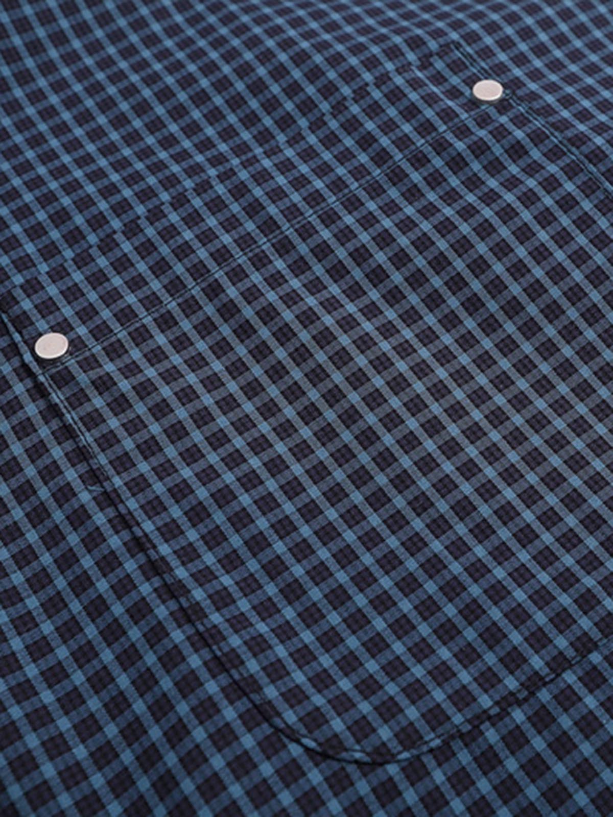 Tie Contrast Stitching Casual Plaid Shirt - image 4