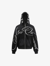 High Street Script Letter Print Zip-up Hoodie Jacket