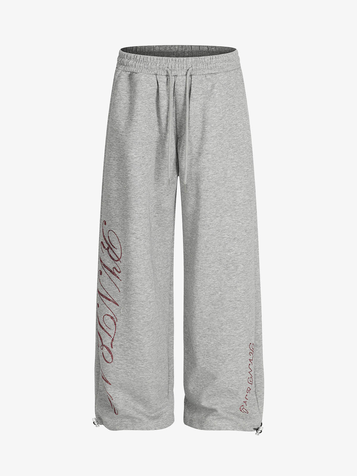 Draped Red Diamond Drawstring Casual Pants