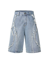 High Street Washed Distressed Denim Shorts Streetwear Style - 10002