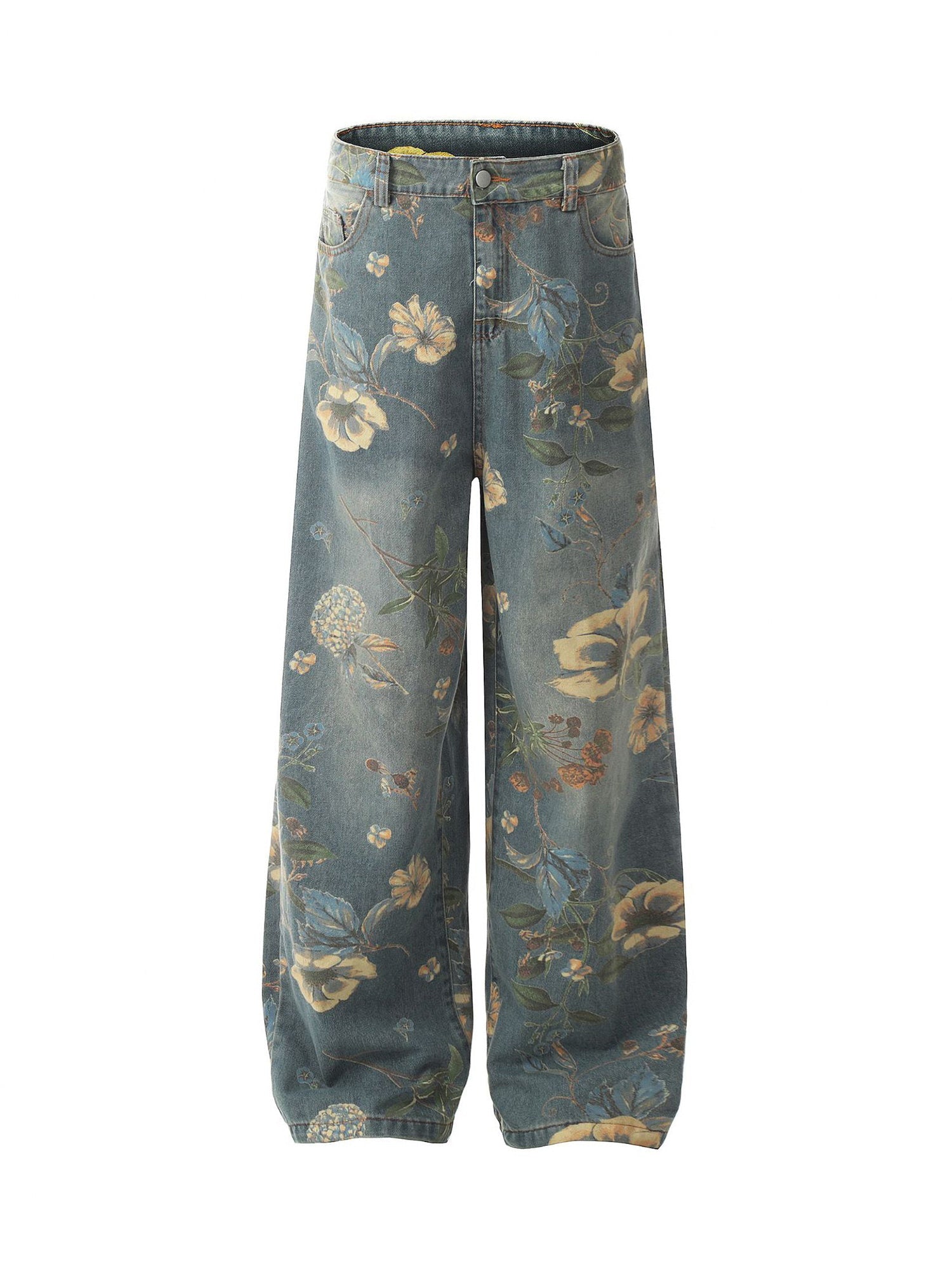 Carpenter Pant Vintage Floral Wide Leg Streetwear Style - 8001